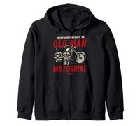 Funny Old Man on Motorbike Vintage, Retro Motorbike Birthday Zip Hoodie