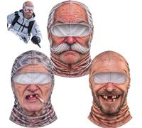 Funny Old Man Ski Mask, 3D Realistic Full Face Balaclava Winter Cover | Realistic Old Man Face, hyper-detailed 3D print with wrinkles and mustache makes any winter outing an instant crowd-pleaser
