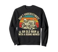 Funny Old Man With A Riding Mower Retro Lawn Care Sweatshirt