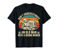Funny Old Man with A Riding Mower Retro Lawn Care T-Shirt