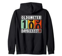 Funny Oldometer 100th Years Old Birthday 36500 Days Zip Hoodie