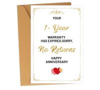 Funny One Year Anniversary Card with Envelope, 1 Year Present Funny 1st Card for Him Husband Wife Boyfriend Girlfriend Together Gifts Partner Couple First Wedding Parents