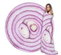 Funny Onion Blanket for Adult and Kids, Soft and Comfortable Flannel Round Novelty Food Blanket for Bedding, Giant Food Blanket Gifts for Crib, Sofa, Outdoors 80 Inches