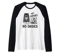 Funny Oops Cat Knocks Over Plant Shirt No Daisies Sarcastic Raglan Baseball Tee