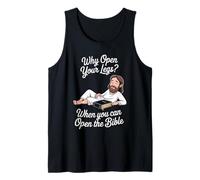 Funny Open The Bible Christian Faith Humor Saying Adult Joke Tank Top