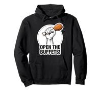 Funny Open The Buffets Cruise Ship Raised Fist Food Lover Pullover Hoodie