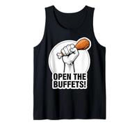 Funny Open The Buffets Cruise Ship Raised Fist Food Lover Tank Top