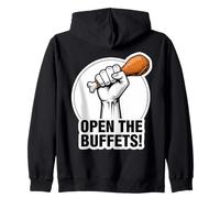 Funny Open The Buffets Cruise Ship Raised Fist Food Lover Zip Hoodie
