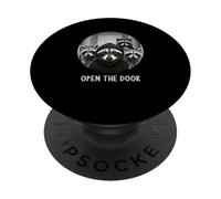 funny open the door raccoon PopSockets Adhesive PopGrip