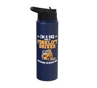 Funny Operator Constructor I'm A Dad and A Forklift Driver Stainless Steel Insulated Water Bottle
