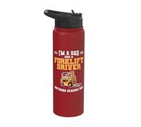 Funny Operator Constructor I'm A Dad and A Forklift Driver Stainless Steel Insulated Water Bottle