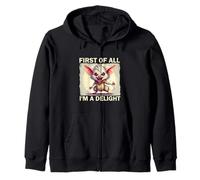 Funny Opossum - First of All I’m a Delight - Angry Opossum Zip Hoodie