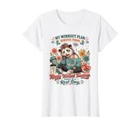 Funny Opossum Mom Caffeine Chaos Workout Survival Plan Value Graphic T-Shirt, Women, White, S