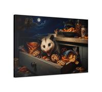 Funny Opossum Snack Heist Canvas Print - Kitchen, Dining Area Wall 30×20 inch (75×50 cm) - Horizontal / 1.25 inch (3 cm)
