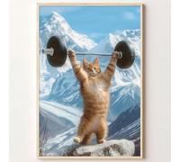 Funny Orange Cat Go Gym Room Wall Art Weightlifting Gym Posters Retro Animal Pictures for Wall Inspirational Animal Wall Art Cat Fitness Sports Workout Posters Trendy Aesthetic Prints 16x24in No Frame