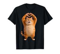 Funny Orange Cat Heart Paws Hands Sign Valentines Day 2025 T-Shirt