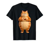 Funny Orange Cat Heart Paws Hands Sign Valentines Day 2025 T-Shirt