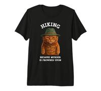 Funny Orange Cat Hiking Humor Feline Trekker Sarcastic Premium T-Shirt