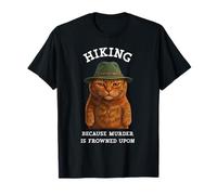 Funny Orange Cat Hiking Humor Feline Trekker Sarcastic T-Shirt