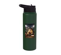 Funny Orange Cat Iced Coffee I Live Here Now Baseball Mom Stainless Steel Insulated Water Bottle