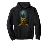 Funny Orange Cat Selfie Evil Unicorn Chase Fantasy Forest Pullover Hoodie