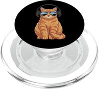 Funny Orange Cat Wearing Headphones Music PopSockets PopGrip for MagSafe