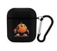 Funny Orange Robot Earphone Case Cover Compatible with AirPods 1&2 Shockproof Bluetooth Headset Case Black-style
