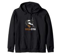 Funny Orca-Stra Whale Playing Cello Marine Biologists Zip Hoodie