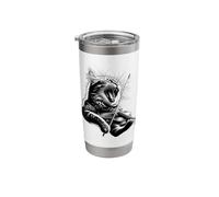 Funny Orchestra Musician Violinist Rock Cat Playing Violin Stainless Steel Insulated Tumbler