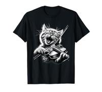 Funny Orchestra Musician Violinist Rock Cat Playing Violin T-Shirt