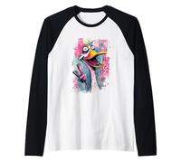 Funny Ostrich Face Graffiti Pop Character Graphic Bird Wide Raglan Baseball Tee