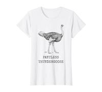 Funny Ostrich Pantless Thundergoose Animal Name Stupid Joke Value Graphic T-Shirt, Women, White, XS