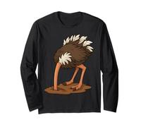 Funny Ostrich with Head in The Ground Wildlife Art Long Sleeve T-Shirt