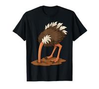 Funny Ostrich with Head in The Ground Wildlife Art T-Shirt