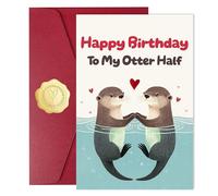 Funny Otter Birthday Card for Him Her, Animal Greeting Card with Envelope
