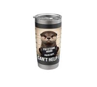 Funny Otter Mugshot Stop Ottering Around I Cant Help It Stainless Steel Insulated Tumbler