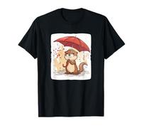Funny Otter Protecting from the Rain with an Umbrella T-Shirt