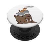 Funny Otter Seal Walrus Stack Cute Ocean Animal Art PopSockets Adhesive PopGrip