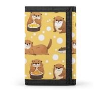 Funny Otter Sushi Trifold Wallet Cute Card Slots Holder Clutch Purse Wallets for Men Women