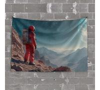 Funny Outdoor Decor Astronaut On Mars Admiring The View of Earth Tapestry Home Bar Decor Funny Patio Decor(75X100CM)