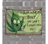 Funny Outdoor Decor Cartoon Weed Leaf Character with Text Overlay Tapestry Dorm Wall Decorations Funny Outdoor Decor(75X100CM)