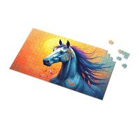 Funny Outdoor Decor Colorful Horse With Feathers In Sunset Picture Puzzle Metal Home Sign Man Cave Sign Funny(500PCS)