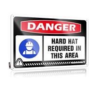 Funny Outdoor Decor Danger Hard Hat Required In This Area Tin Sign Pool Zone Tin Sign Bar Wall Decor(20X30CM)