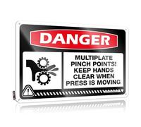Funny Outdoor Decor Danger Multiplate Pinch Points Keep Hands Clear When Press Is Moving Tin Sign Pool Zone Tin Sign Bar Wall Decor(20X30CM)