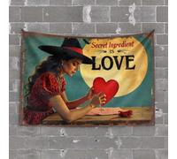 Funny Outdoor Decor Love As The Secret Ingredient: A Whimsical Witch's Journey Tapestry Dorm Wall Decorations Funny Outdoor Decor(100X150CM)