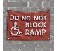 Funny Outdoor Decor Red Warning Sign: Do Not Block Ramp with Accessibility Symbol Tapestry Dorm Wall Decorations Funny Outdoor Decor(75X100CM)