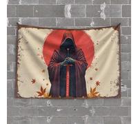 Funny Outdoor Decor Silent Samurai: The Red Moon'S Shadow Tapestry Wall Tapestry College Room Decor(100X150CM)