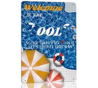 Funny Outdoor Pool Tin Sign Welcome To Our Ool Notice There's No P In It Let's Keep It This Way Metal Signs Home Swimming Pool Decor for Garden Backyard Bar Pool Deck 8"x12"