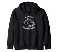 Funny Outdoor Pun My happy place has higher elevation Zip Hoodie