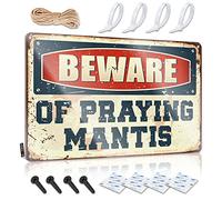 Funny Outdoor Signs Beware Of Praying Mantis Sign Funny Plaques For Men Man Cave Rules(20X30CM)